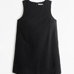 Abercrombie & Fitch High-Neck Linen-Blend Mini Black Dress